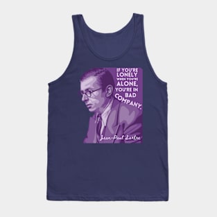 Jean-Paul Sartre Portrait and Quote Tank Top